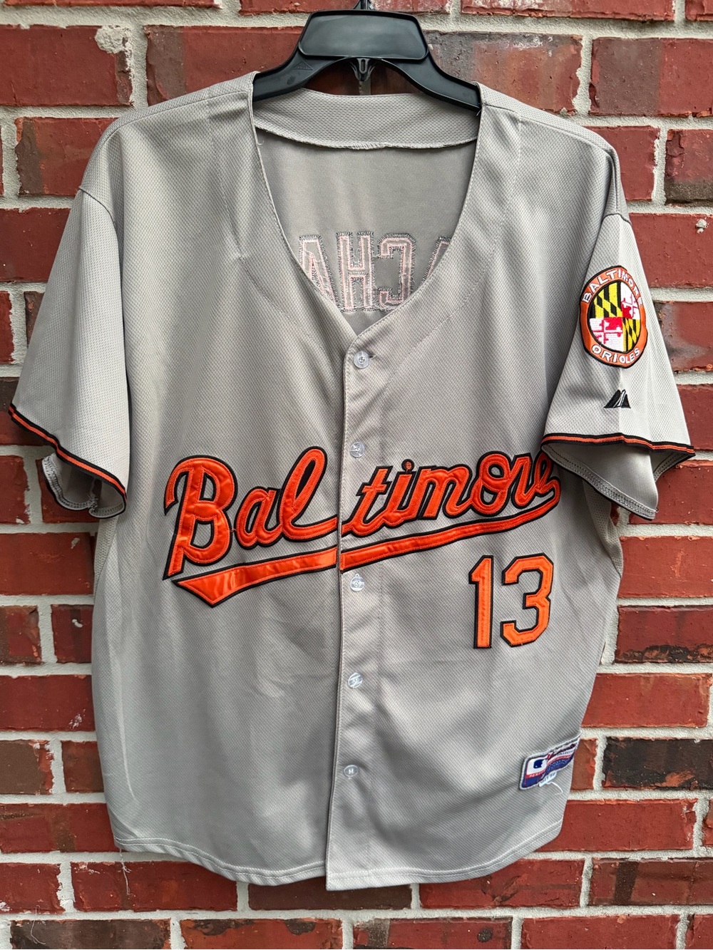 Majestic Baltimore Orioles Manny Machado #13 Sz 52 Stitched Button Up Jersey P1